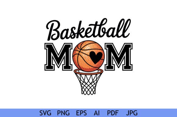 Basketball Mom Heart Hoop: Graphics for Crafts