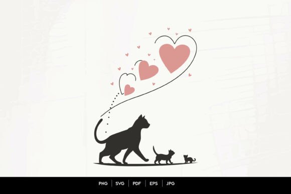 Cat Mom Love Line Art: Graphics for Crafts & Branding