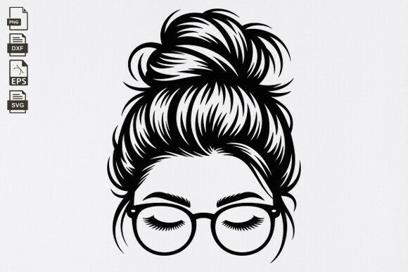 Messy Bun Graphics for Crafts and Blog Design