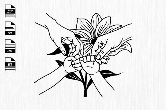 Mom and Babies Hands Flower SVG for Crafts & Graphics