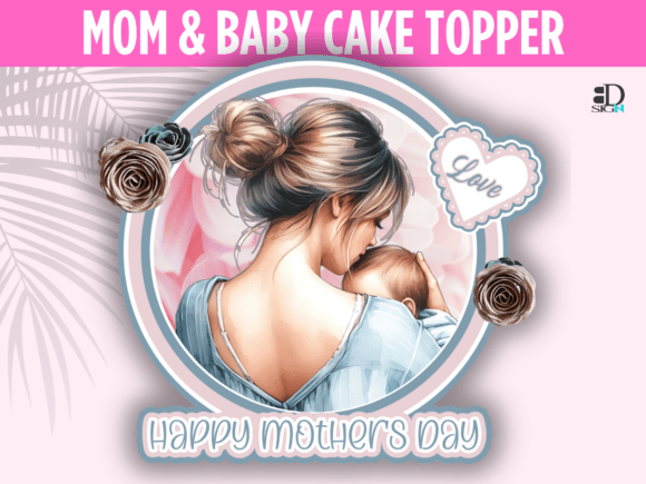 Mom Baby Love Cake Topper: Graphics for Crafts