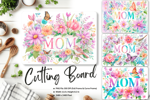 MOM Flower Cutting Board: Crafts & Graphics
