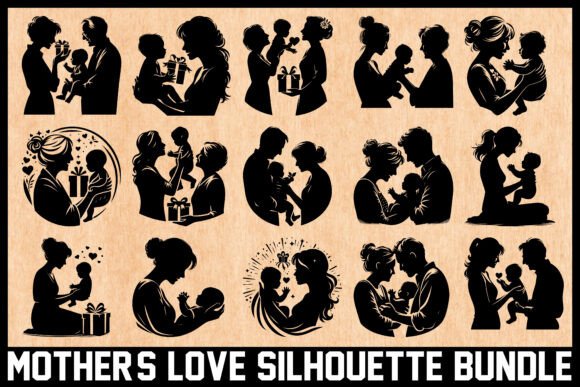 Mother's Love Silhouette Vector Bundle for Crafts & Graphics