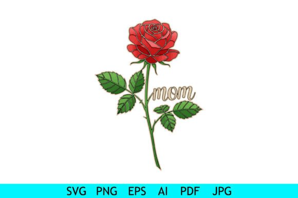 Red Rose Mom Floral Design for Crafts & Graphics
