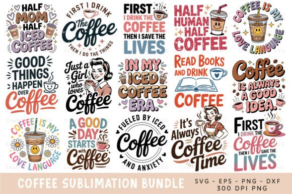 Retro Coffee Quotes SVG Bundle for Crafts & Graphics